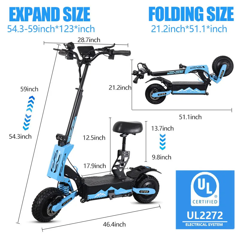 Arwibon GT08 5600W Dual Motor Electric Scooter 46 MPH