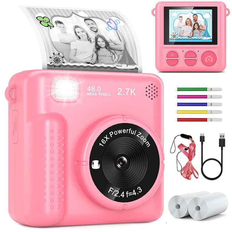 CN Kids Digital Camera Instant Printing FHD Selfies