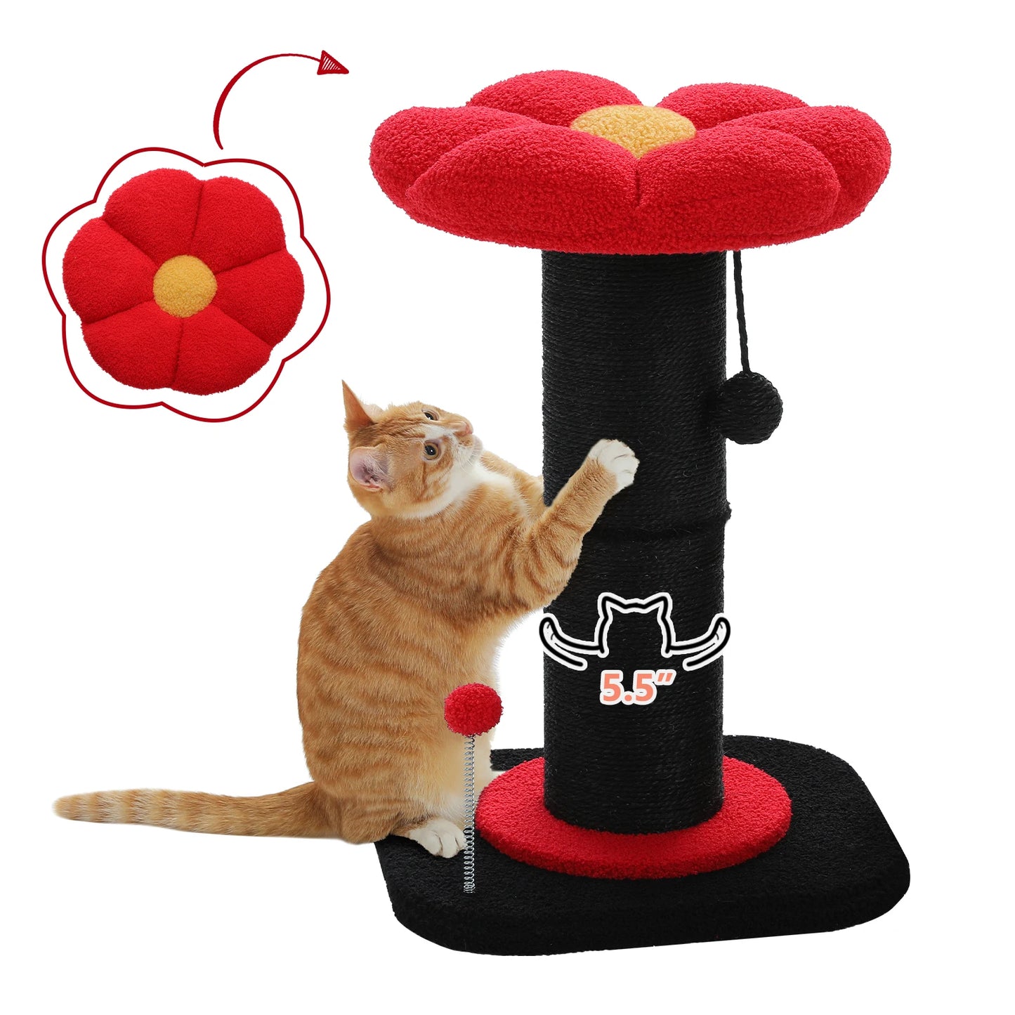 PAWZ Road Flower Cat Scratching Post With Removable Bed