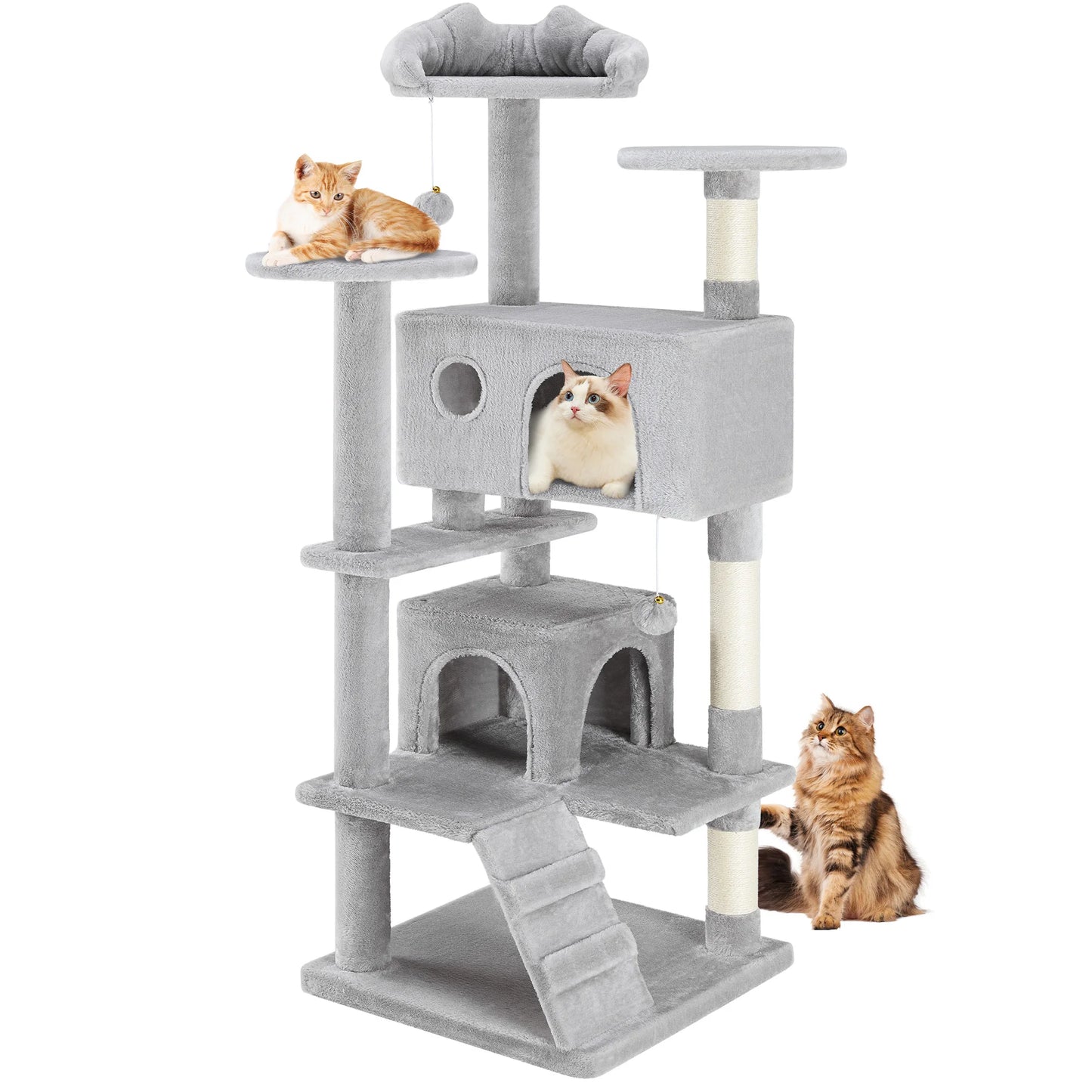 JHK 54 Inch Tall Multi Level Cat Tree Sisal Scratching Post