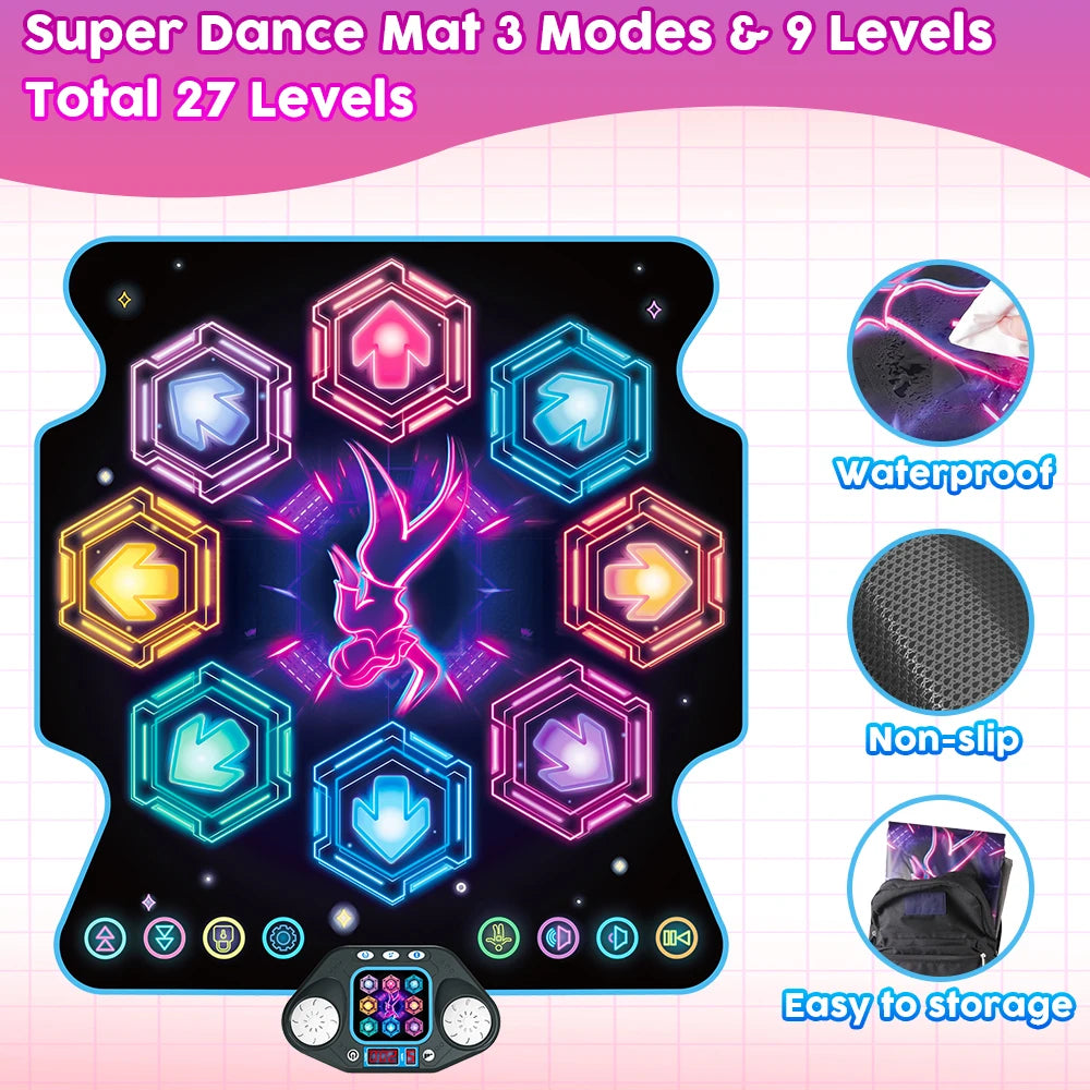 VATOS Dance Mat Kids 27 Levels 8 LED Keys Bluetooth