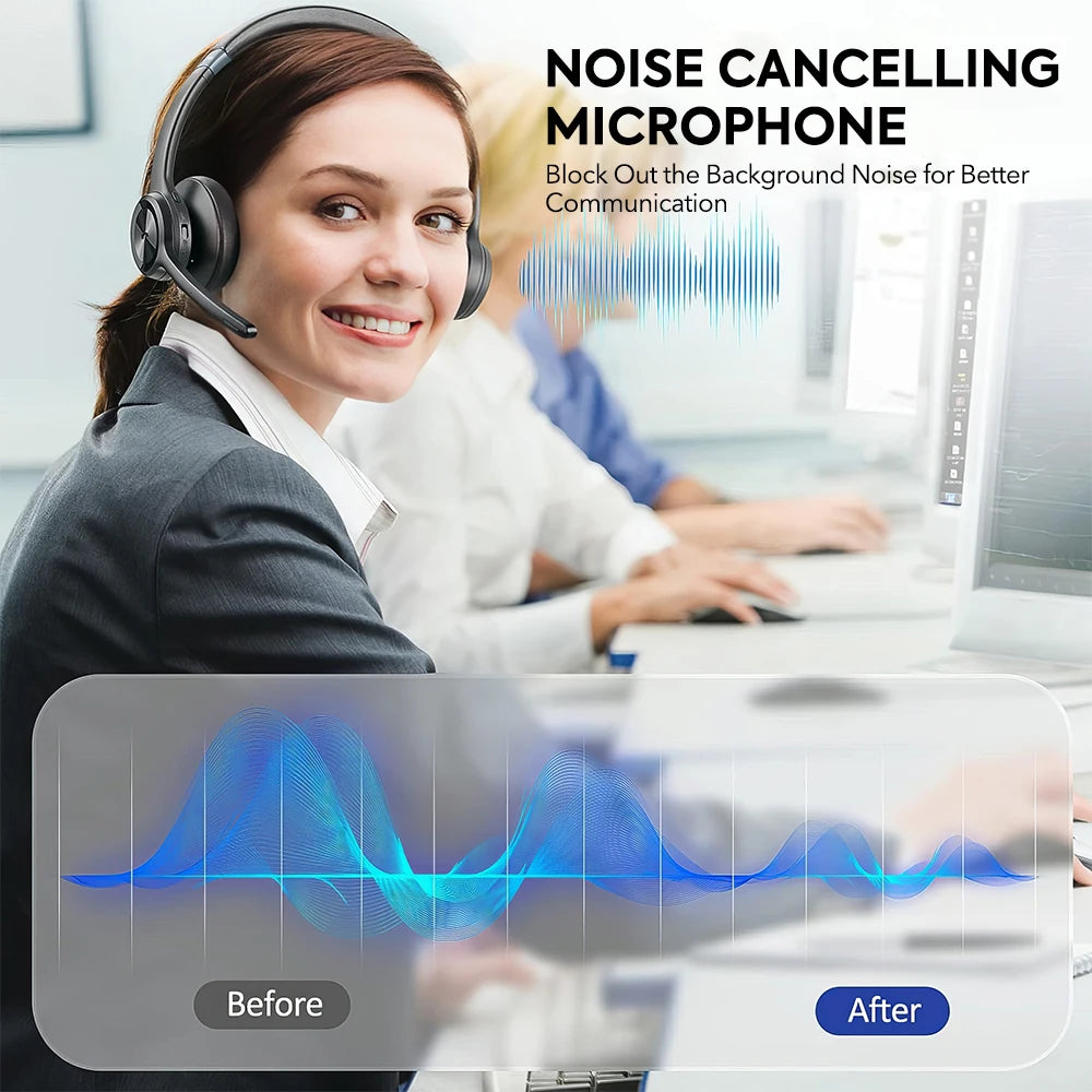 MPOW HC9 Bluetooth 5.3 Headset For Call Center Office