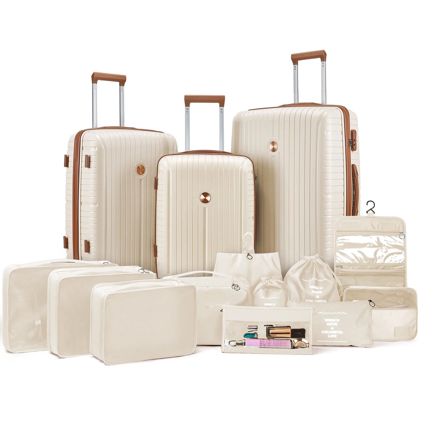 PP Hard Shell Luggage Sets With Duffel And TSA Lock