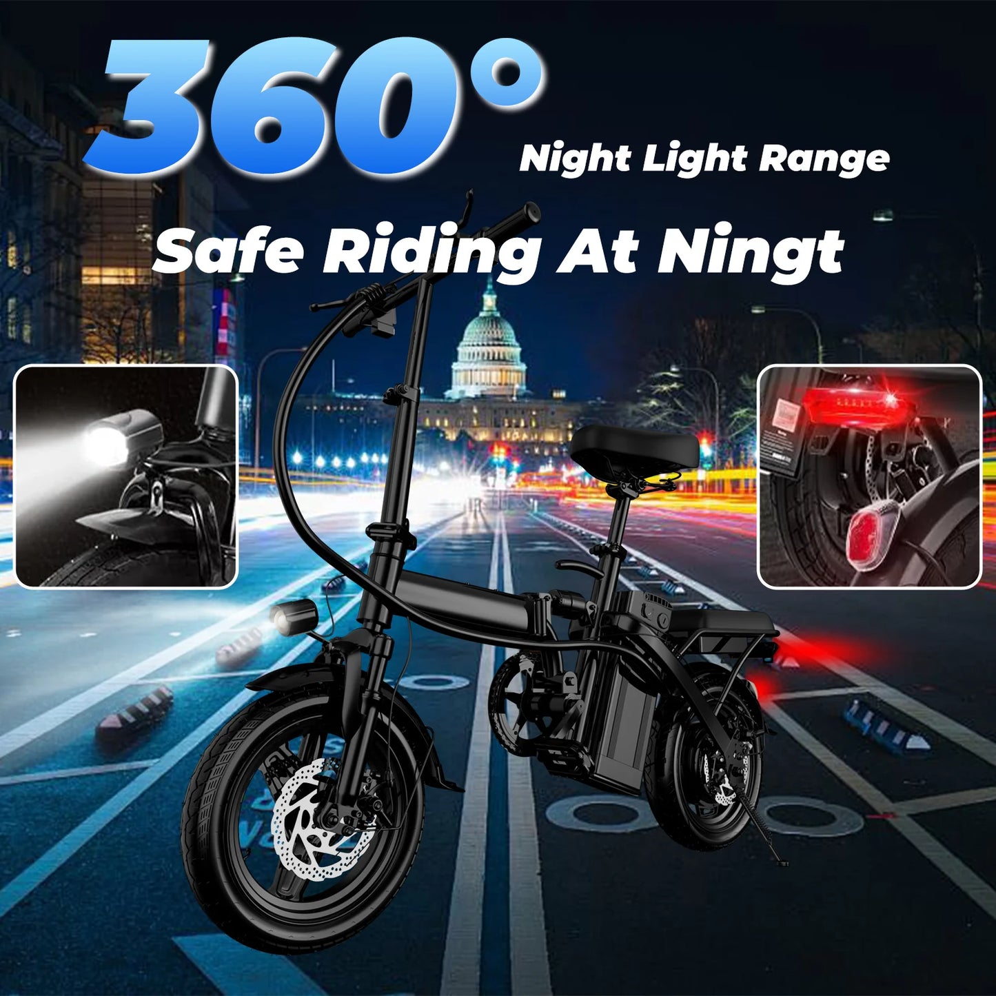 Lelekuai 500W Folding Electric Bike 48V Battery 14 Inch