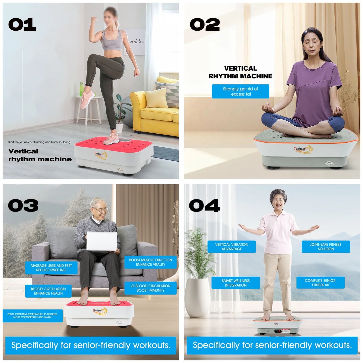 Jeefanco Vibration Plate Silicone Surface For Seniors Teens