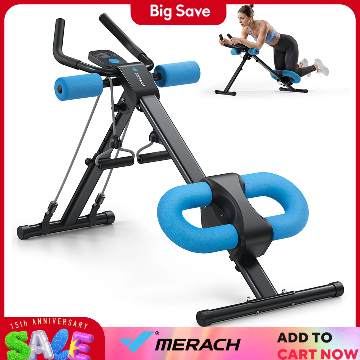 Merach Ab Machine Adjustable Trainer Foldable Core Workout