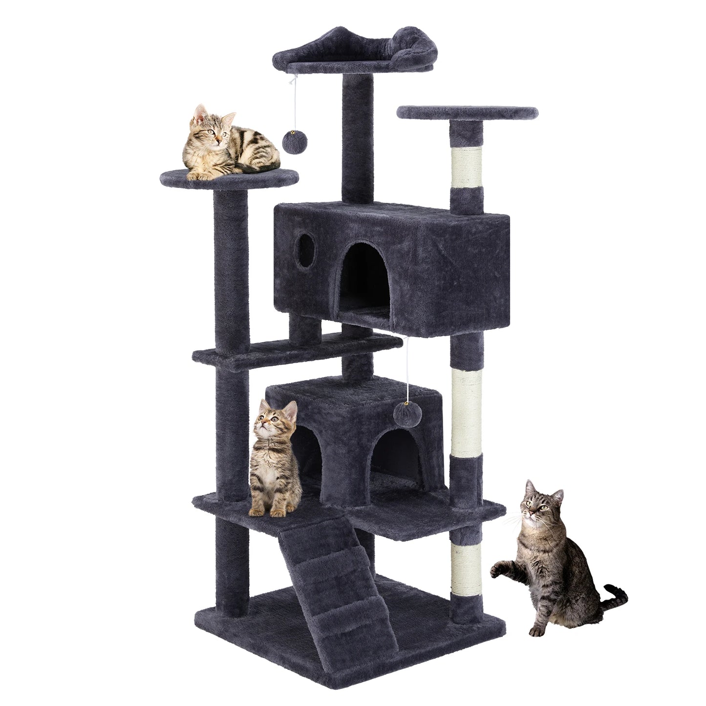 JHK 54 Inch Tall Multi Level Cat Tree Sisal Scratching Post