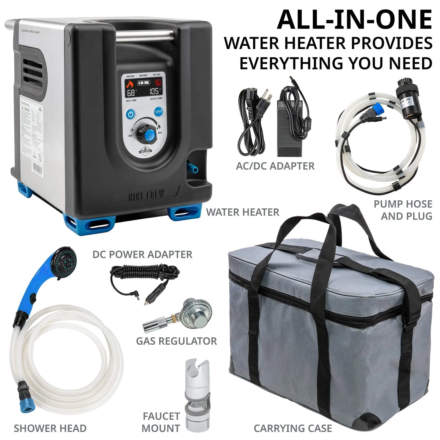 Hike Crew Portable Propane Water Heater With Shower Pump