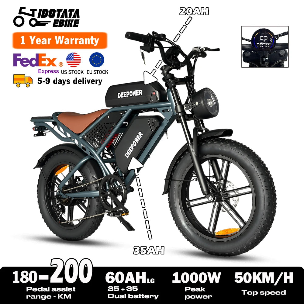 IDOTATA QS7 Electric Bike For Adults 1000W Dual Battery