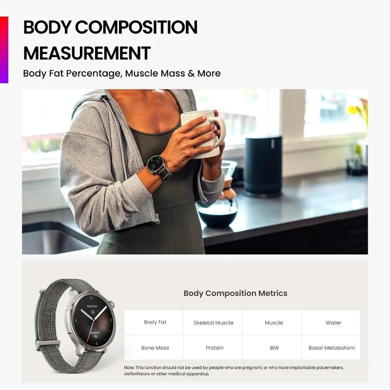 Smart Watch 46mm Fitness Tracker Body Composition GPS Alexa