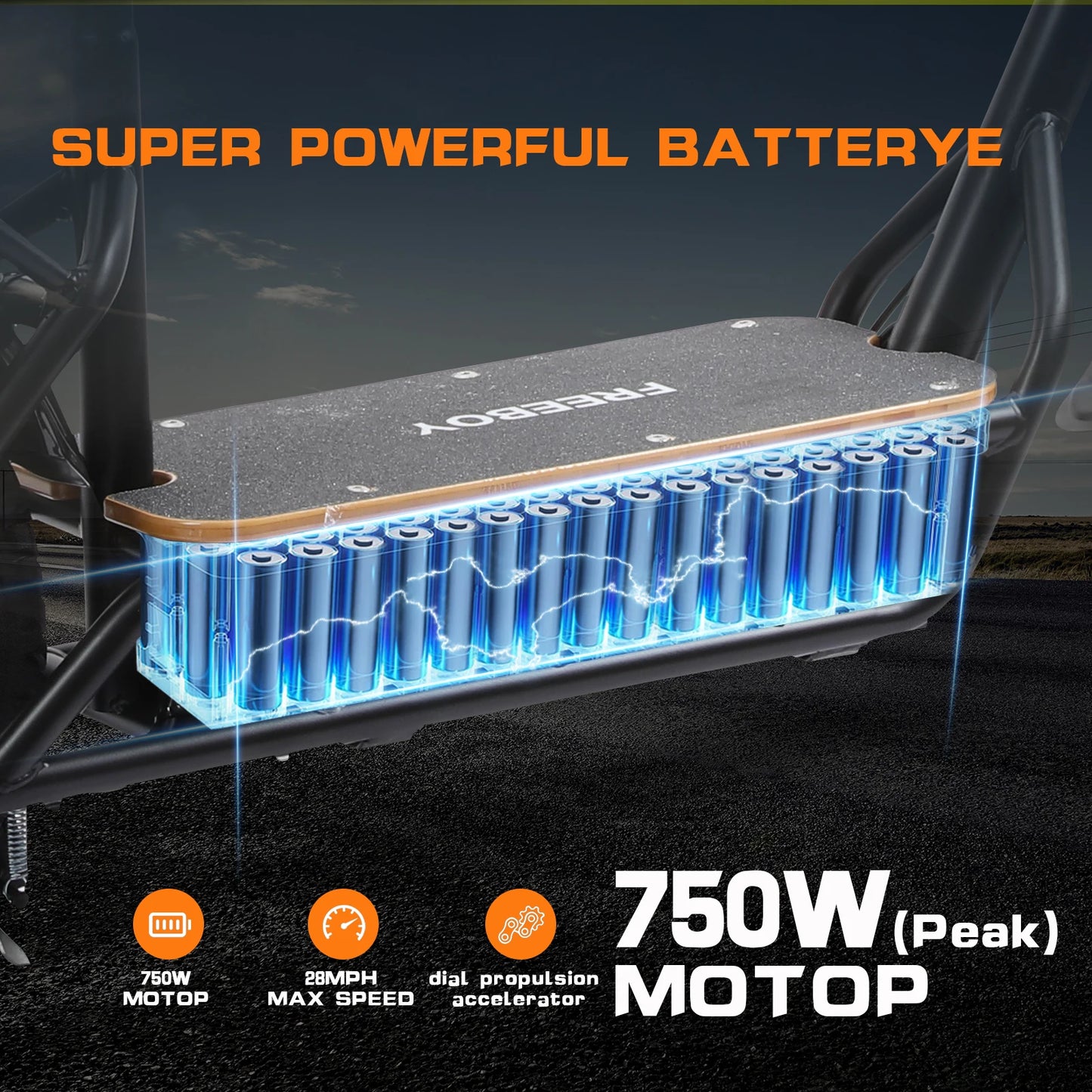 Freeboy Electric Scooter 750W 48V 50km Range For Adults