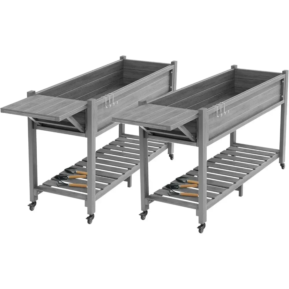 Elevated Poly Planter Raised Garden Bed With Wheels