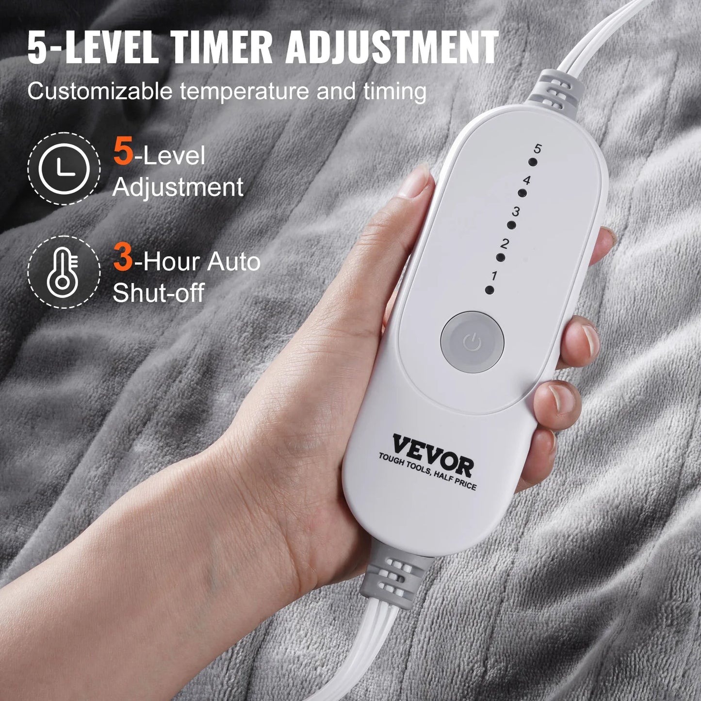 VEVOR Heated Blanket Electric Throw Soft Flannel Sherpa