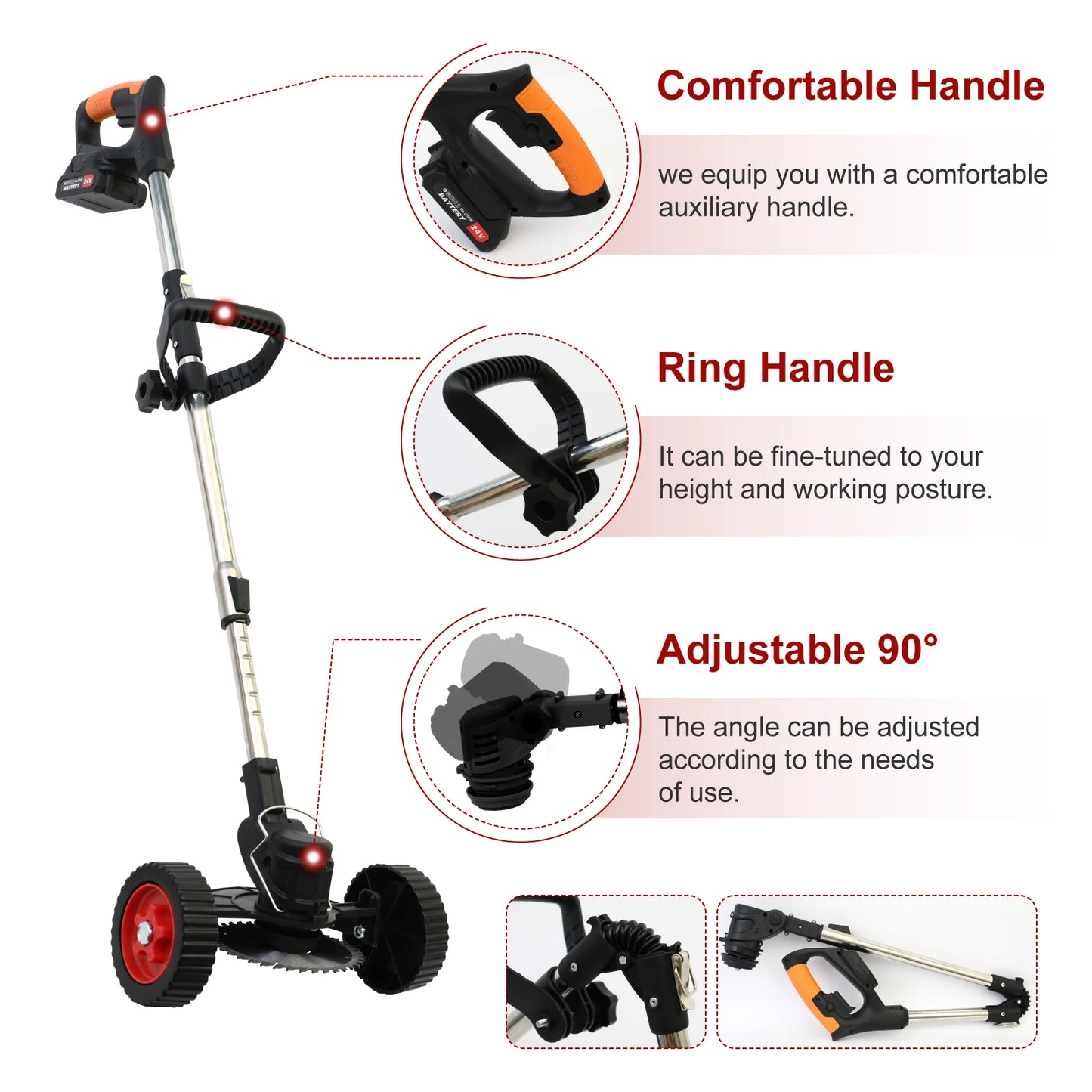 Feature Cordless Electric Weed Wacker Foldable Trimmer