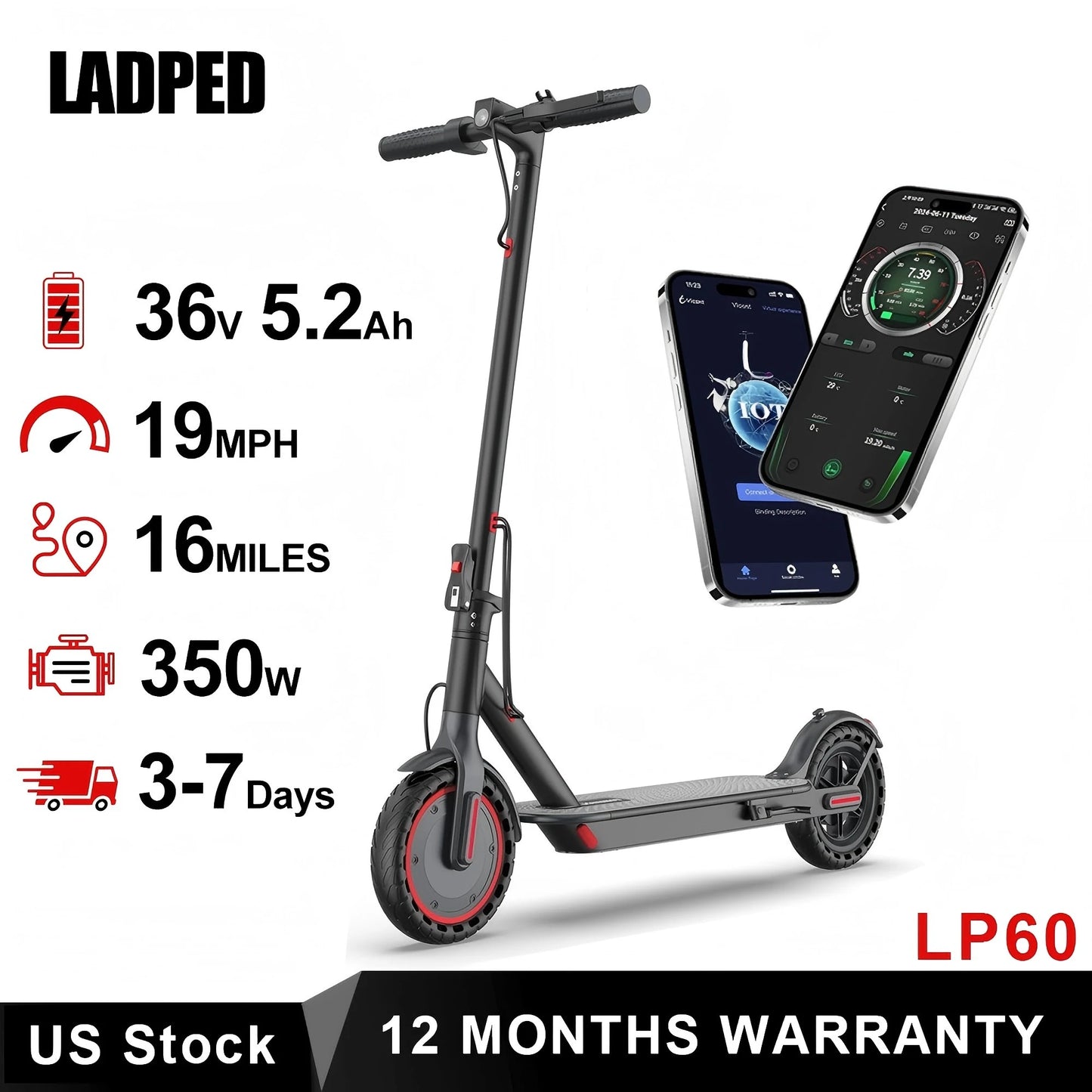 Ladped LP60 Electric Scooter With Smart Control App