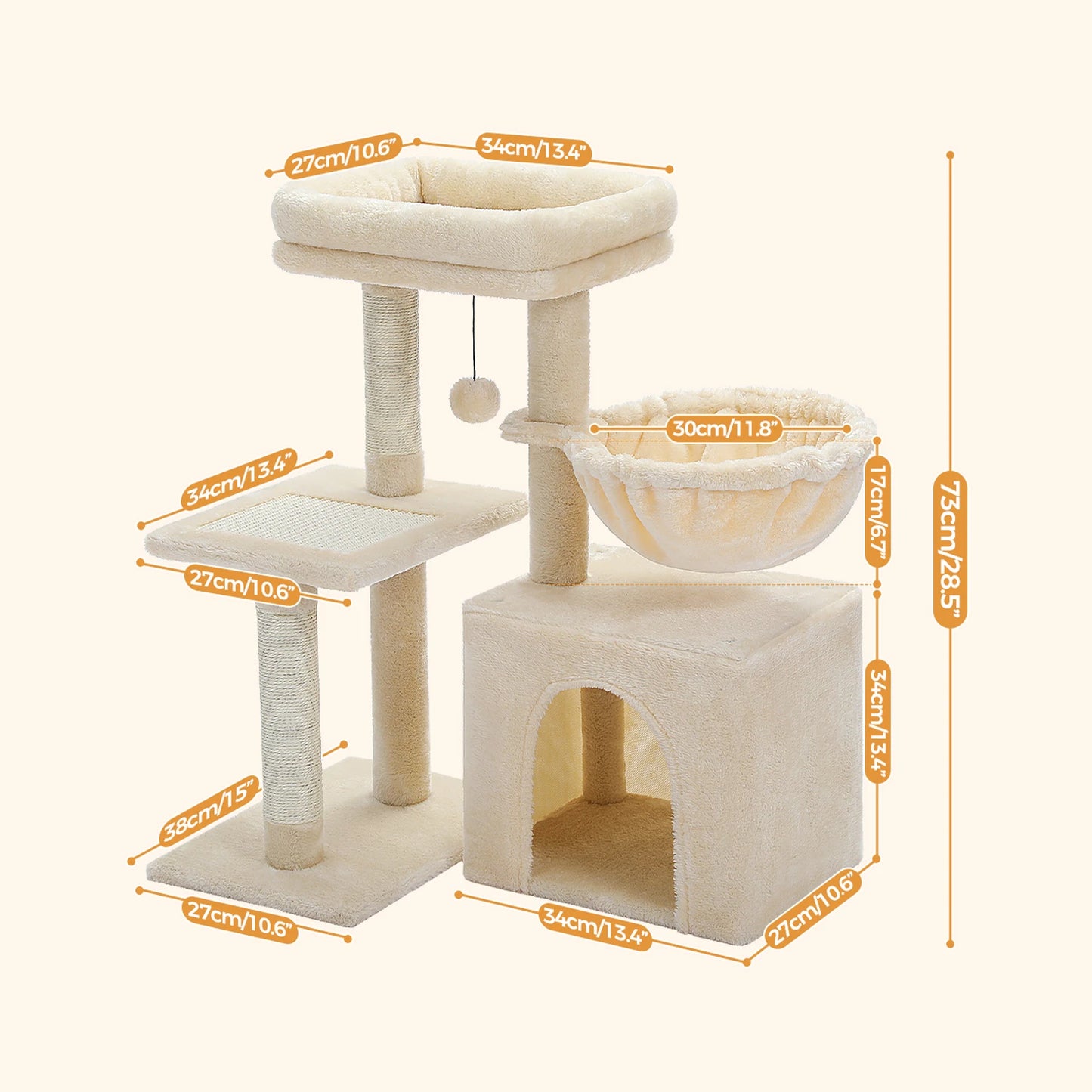 PAWZ Road 2in1 Cat Tree With Sisal Scratching Hammock
