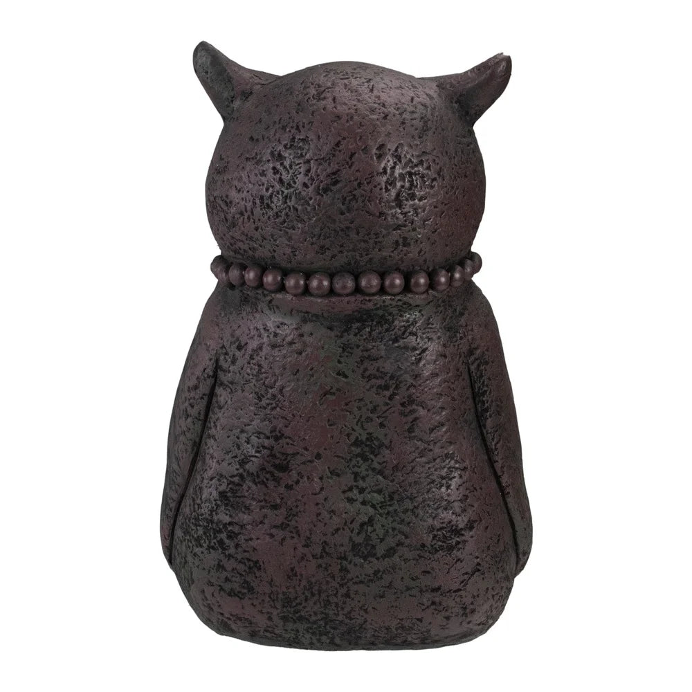 XMSJ Meditating Owl Garden Statue Polystone Zen Lotus