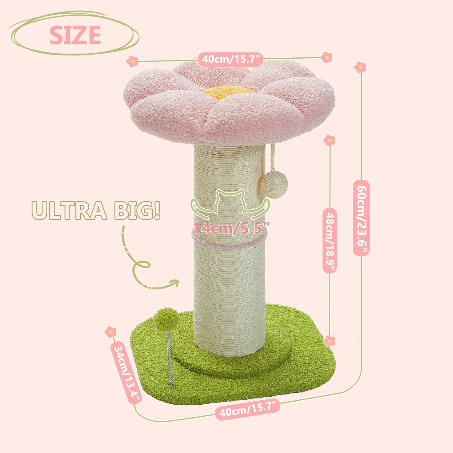 PAWZ Road Flower Cat Scratching Post With Removable Bed
