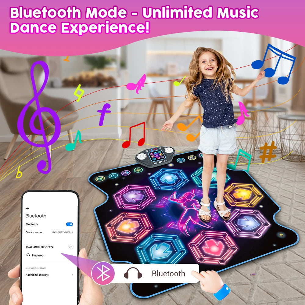VATOS Dance Mat Kids 27 Levels 8 LED Keys Bluetooth