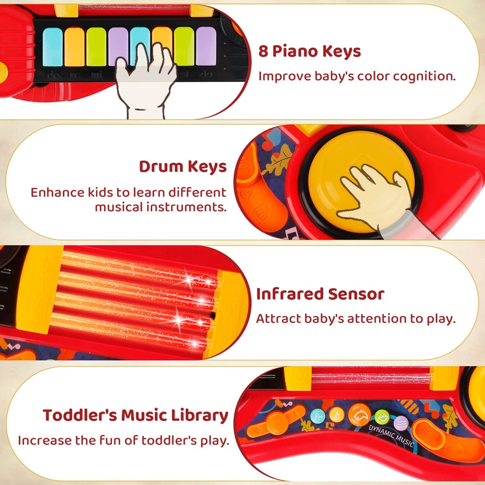 Sanmersen 2 In 1 Electric Kids Guitar Toy Foldable Play