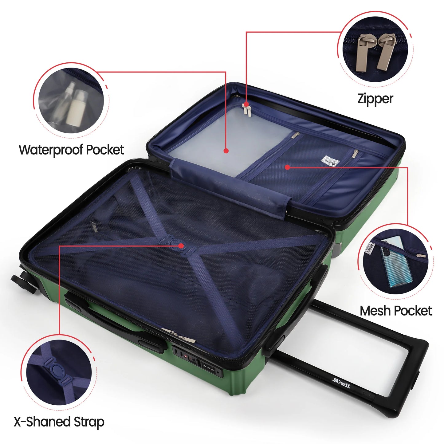 New York XPress PP Hard Shell Expandable Carry On Luggage