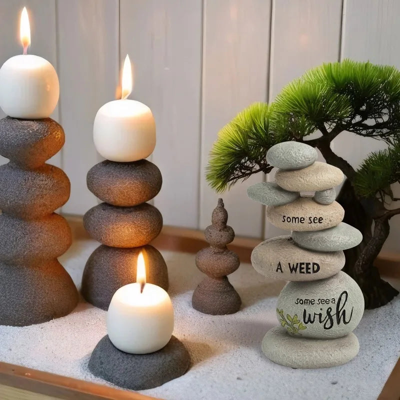 Hign-Concerned Resin Cairn Stones Zen Garden Decor Bundle