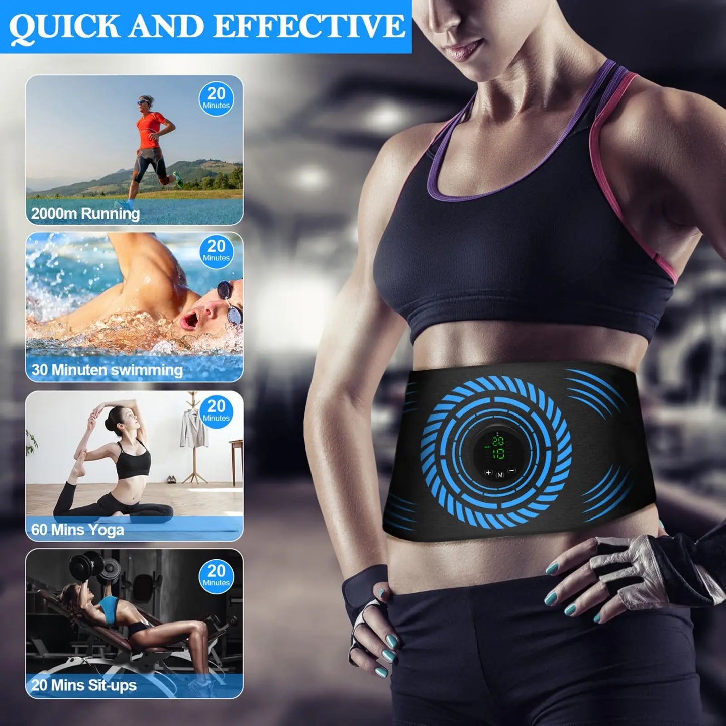 EMS Abdominal Toning Belt Muscle Stimulator USB Massager