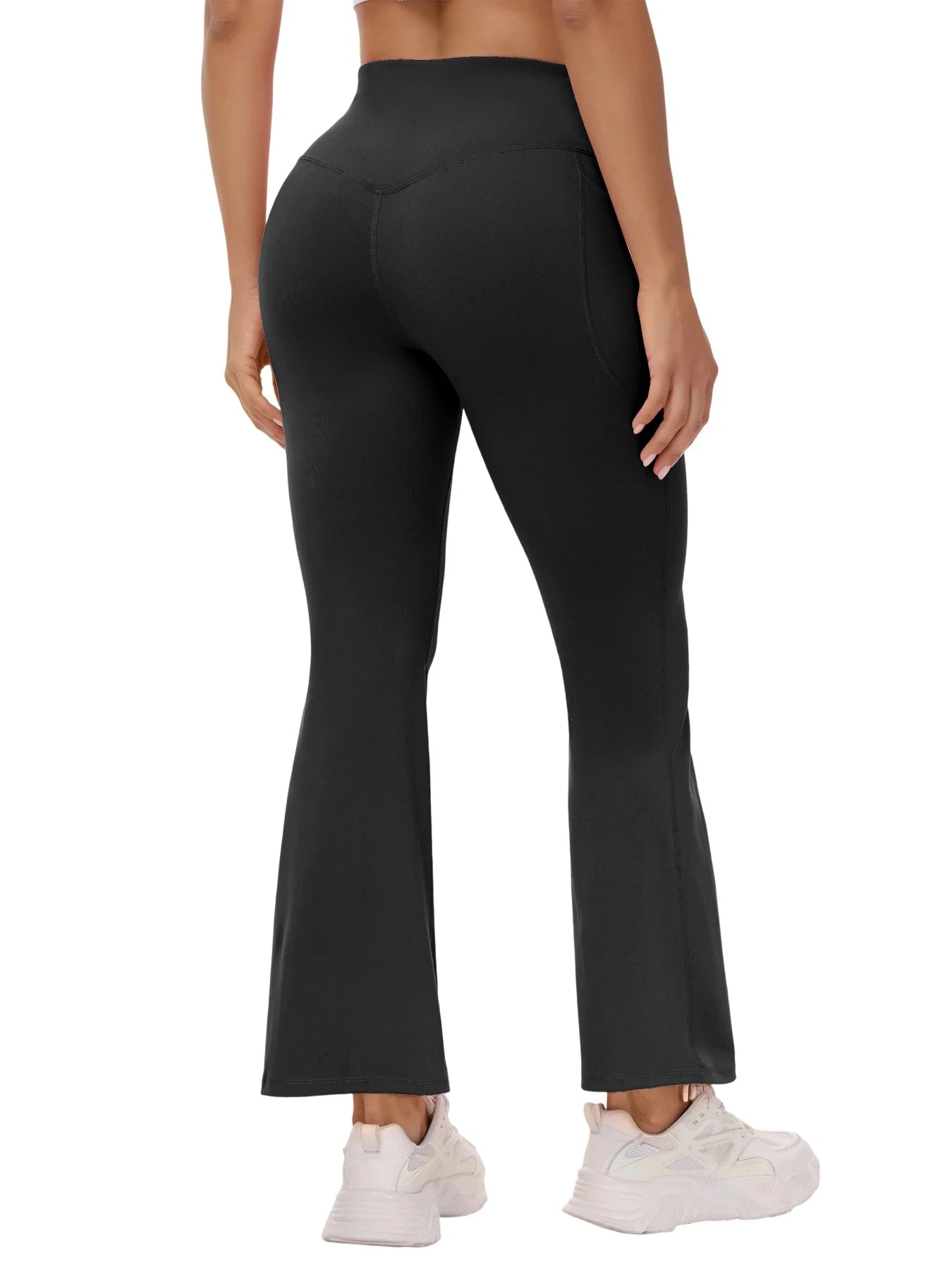 Women Hip Yoga Pants With Crossed Pockets Bellbottoms