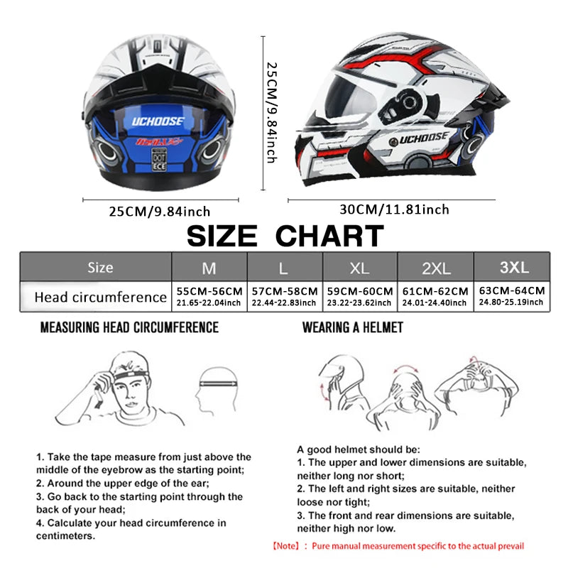 Uchoose DOT Modular Full Face Helmet With Flip Up Visor
