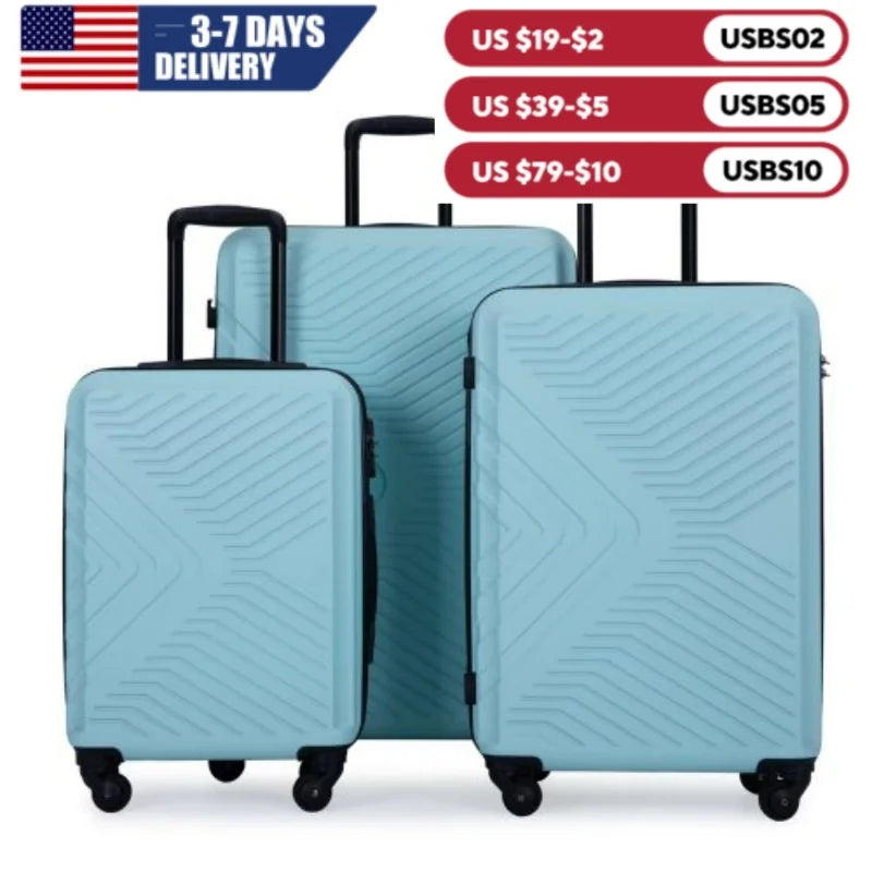 Travelhouse Luggage Set Three Piece Spinner TSA Lock