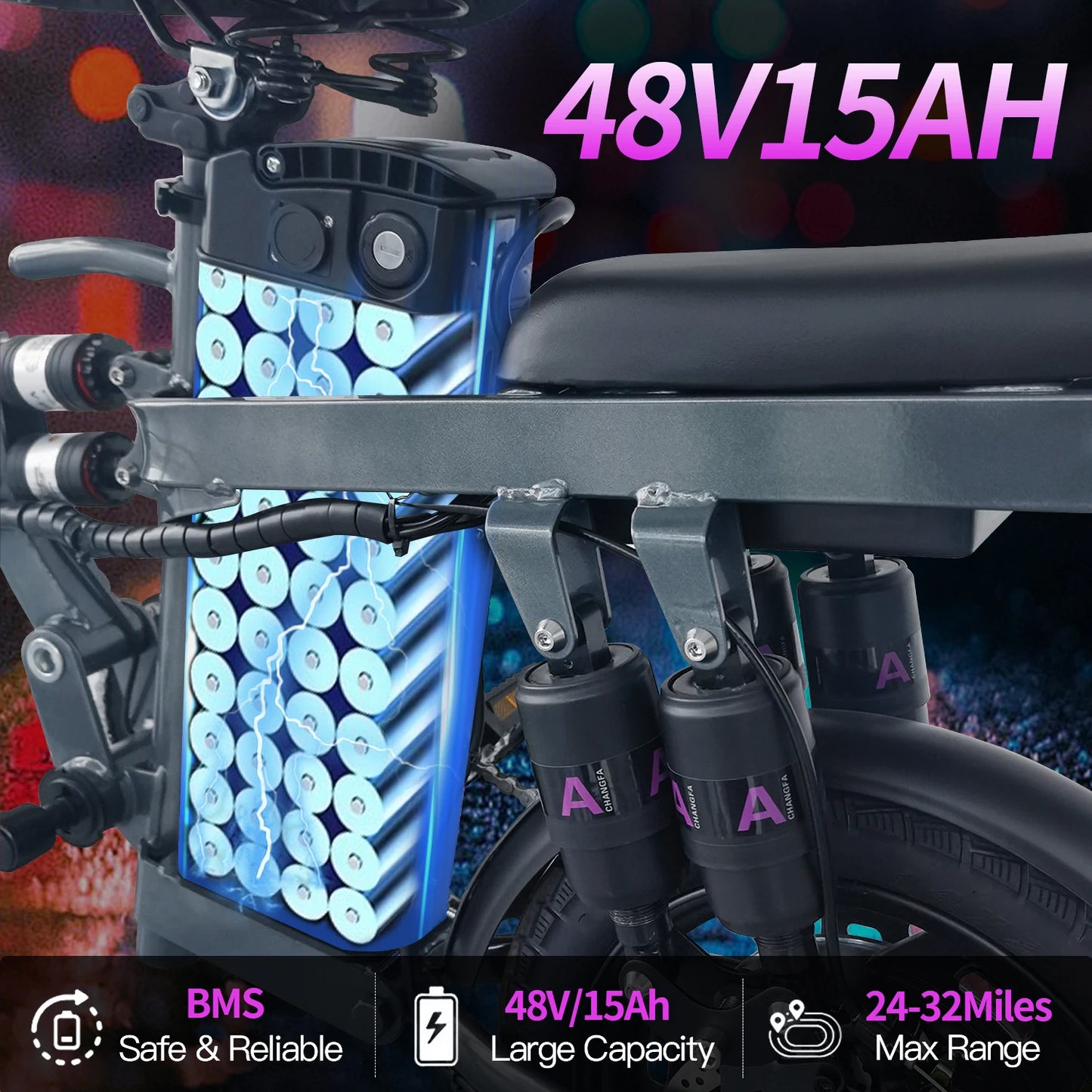 Electric Folding Bike for Adults with 600W Peak Motor