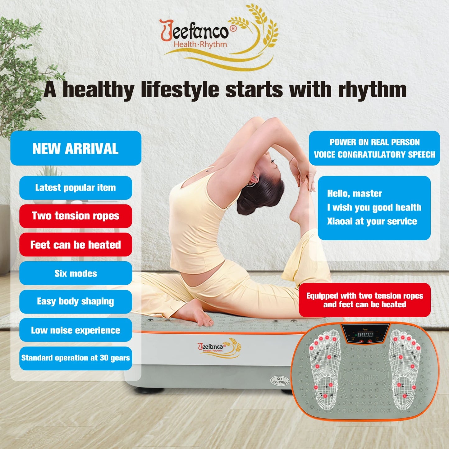 Jeefanco Vertical Vibration Plate for Home Fitness Therapy