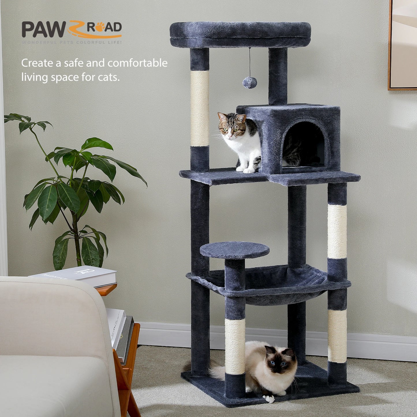 Pawz Road 4-Level Cat Tree With Sisal Scratching Posts