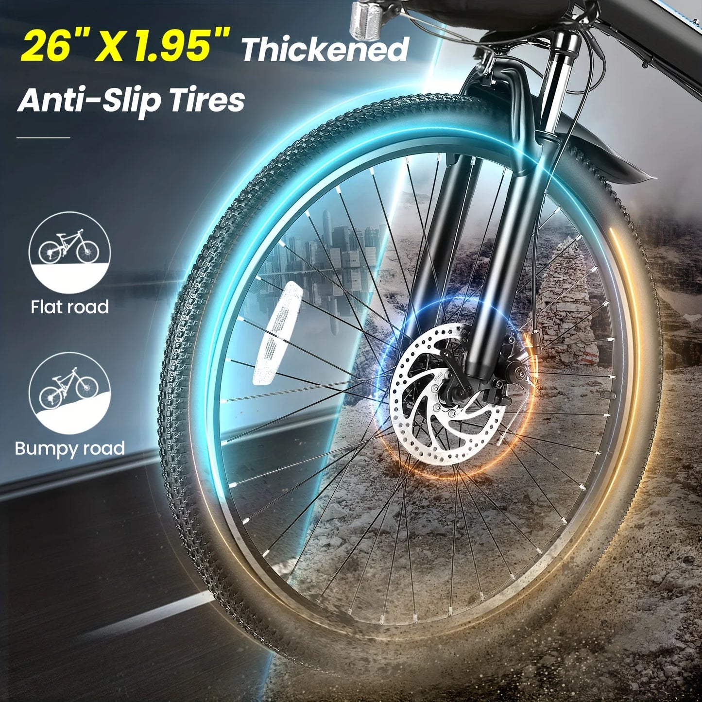 Vivi M026TGB 26 Inch Folding Electric Bike With 500W Motor