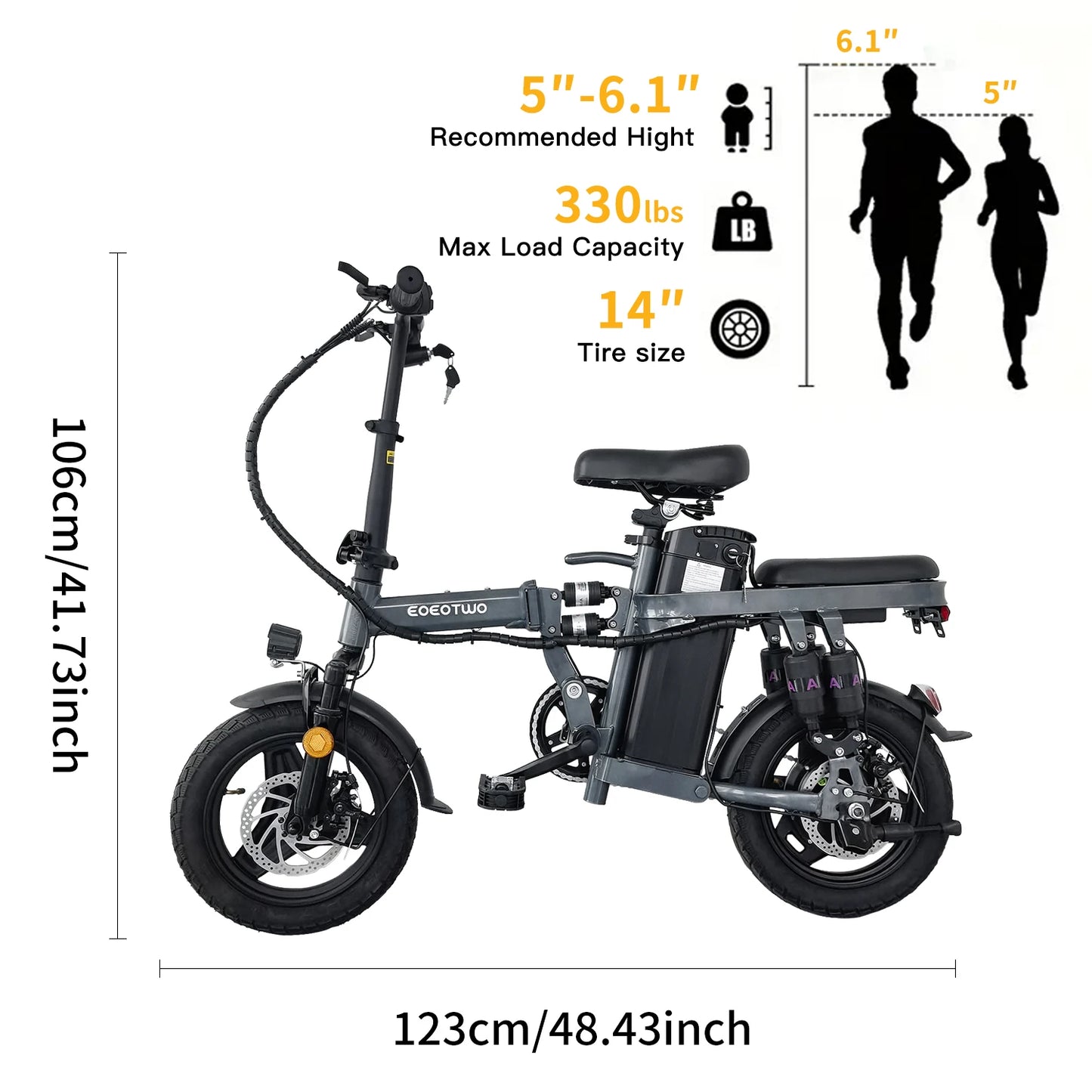 Electric Folding Bike for Adults with 600W Peak Motor