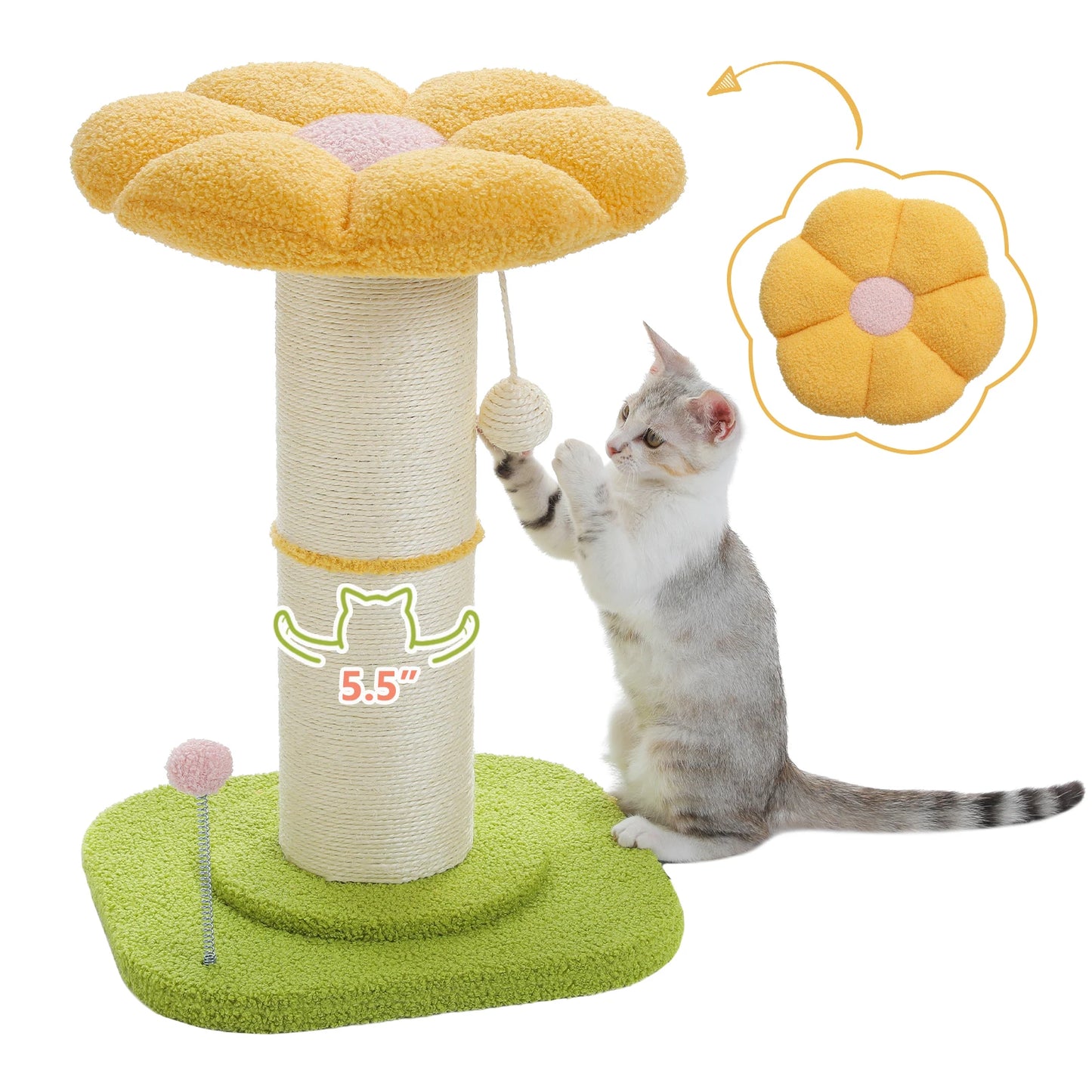 PAWZ Road Flower Cat Scratching Post With Removable Bed