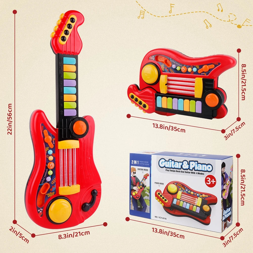 Sanmersen 2 In 1 Electric Kids Guitar Toy Foldable Play