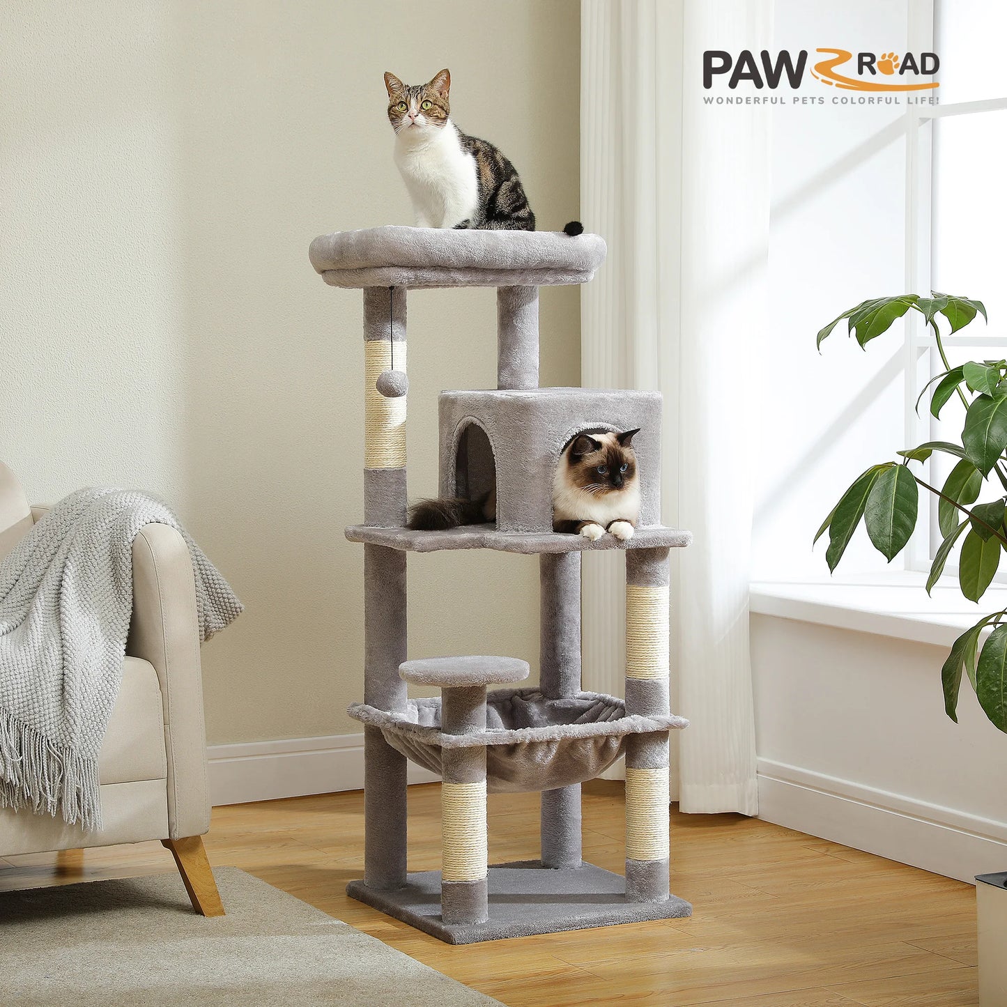 Pawz Road 4-Level Cat Tree With Sisal Scratching Posts