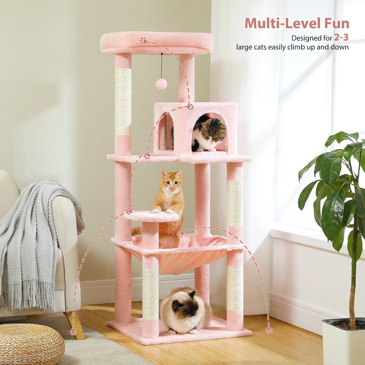 Pawz Road 4-Level Cat Tree With Sisal Scratching Posts