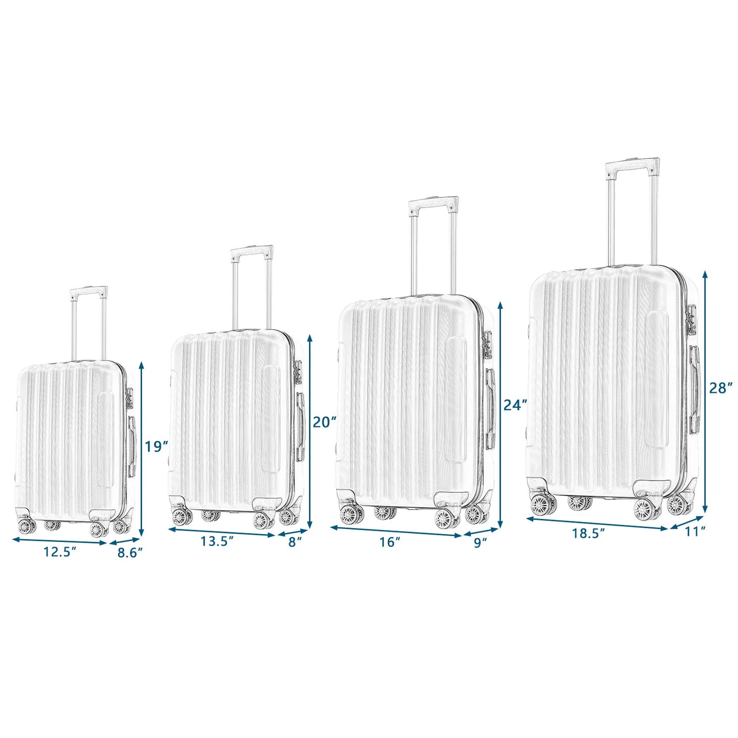 Hign Concerned 4 Piece Luggage Sets ABS Durable Suitcases