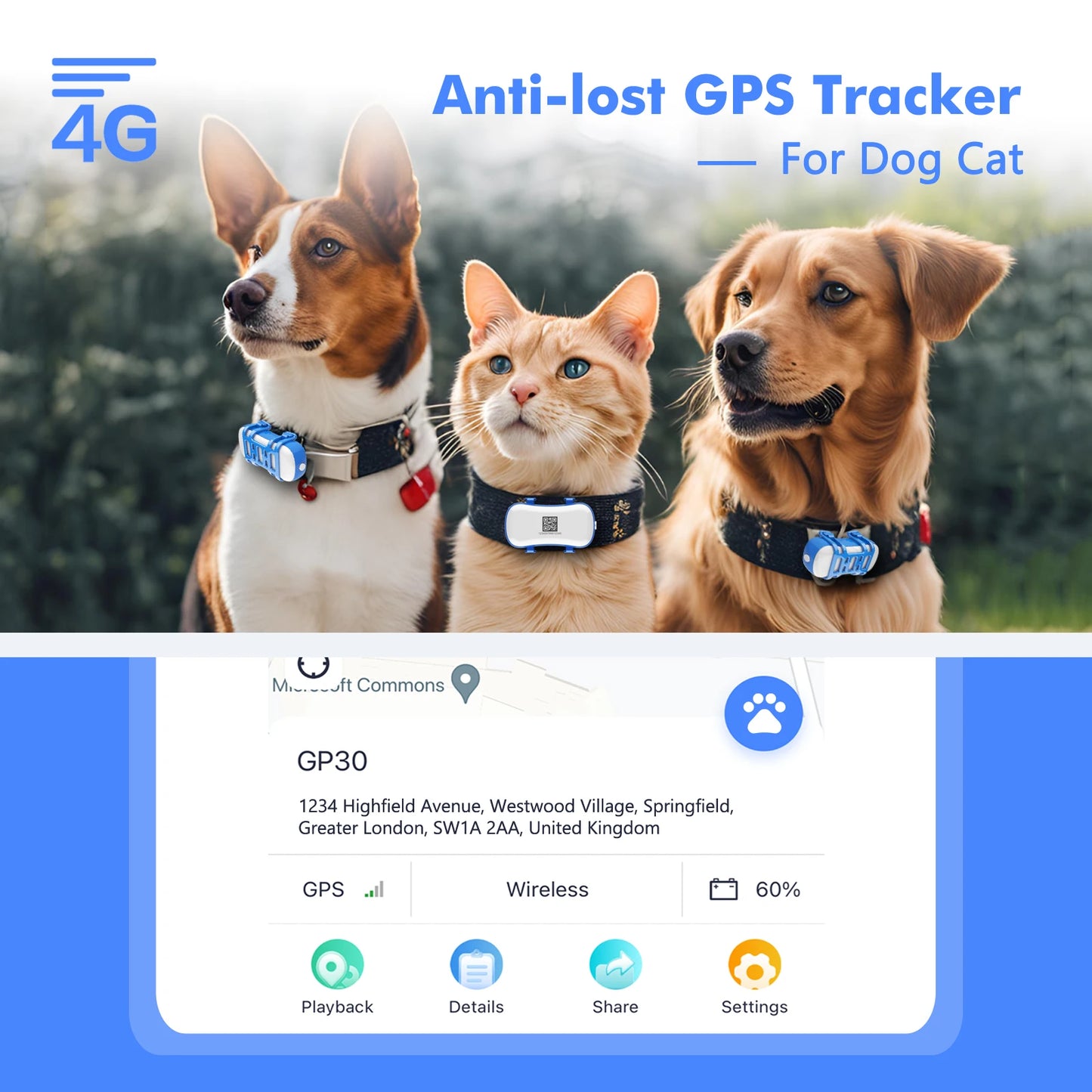 4G Mini GPS Tracker Cat Waterproof Pet Locator App Android