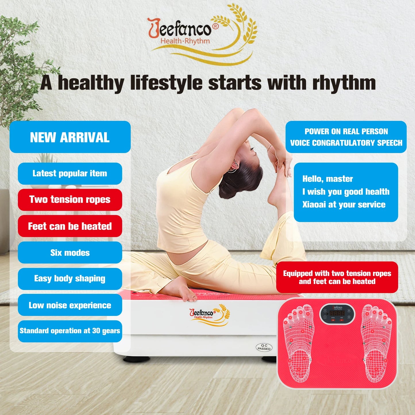 Jeefanco Vibration Plate Silicone Surface For Seniors Teens