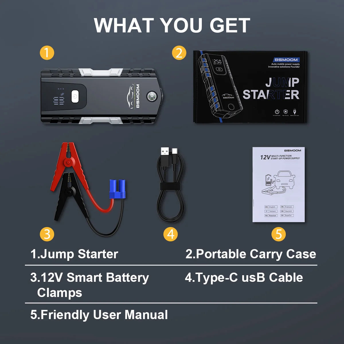 Biuble Car Jump Starter 5000A 4000A 12V Booster Power Bank