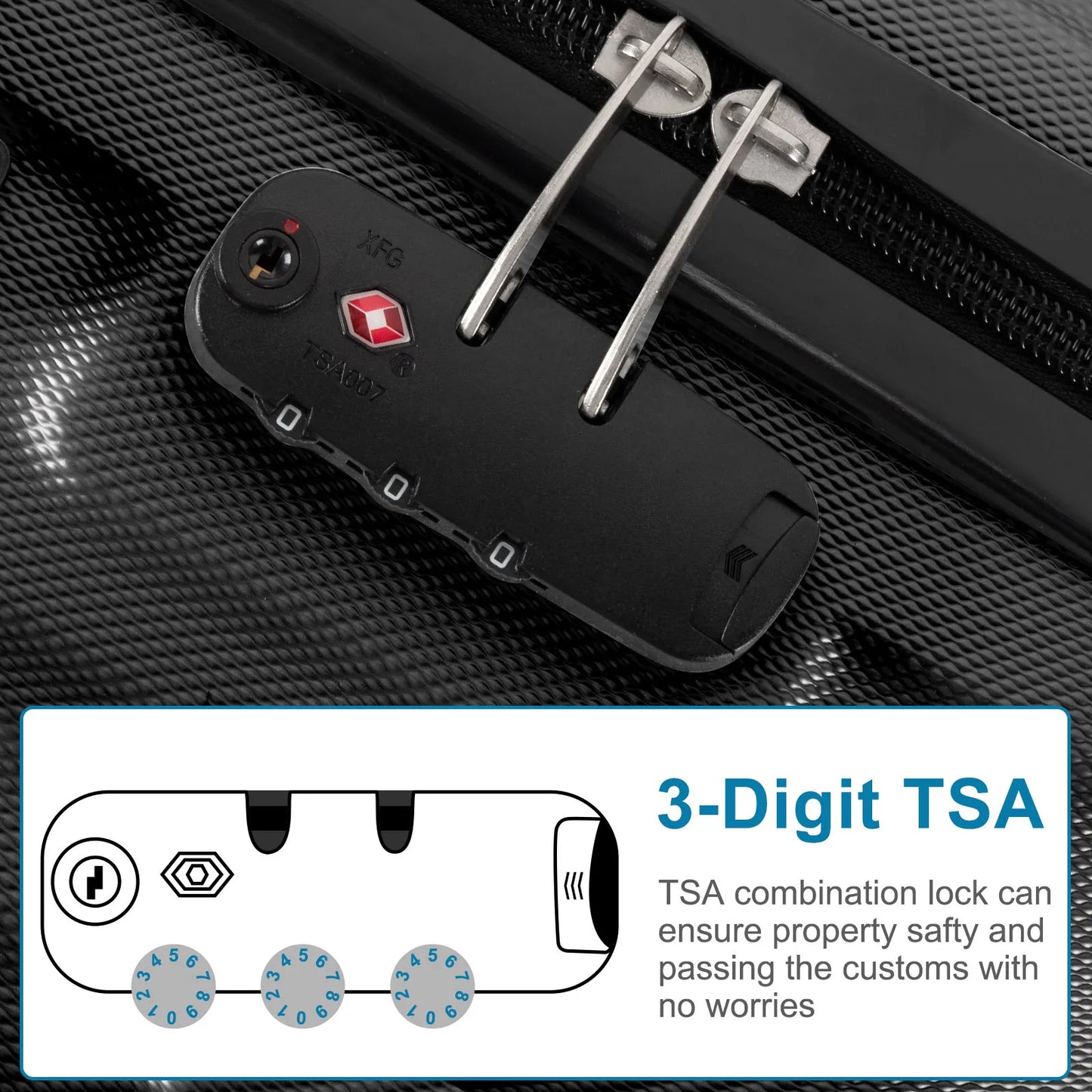 Hign Concerned 4 Piece Luggage Sets ABS Durable Suitcases