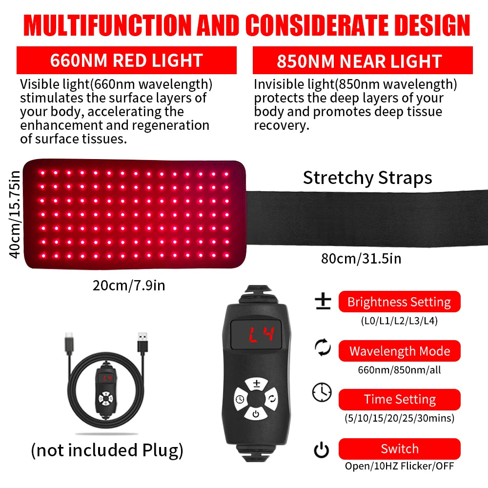 NoHign Red Light Therapy Pad For Pain Relief Wrap Strap