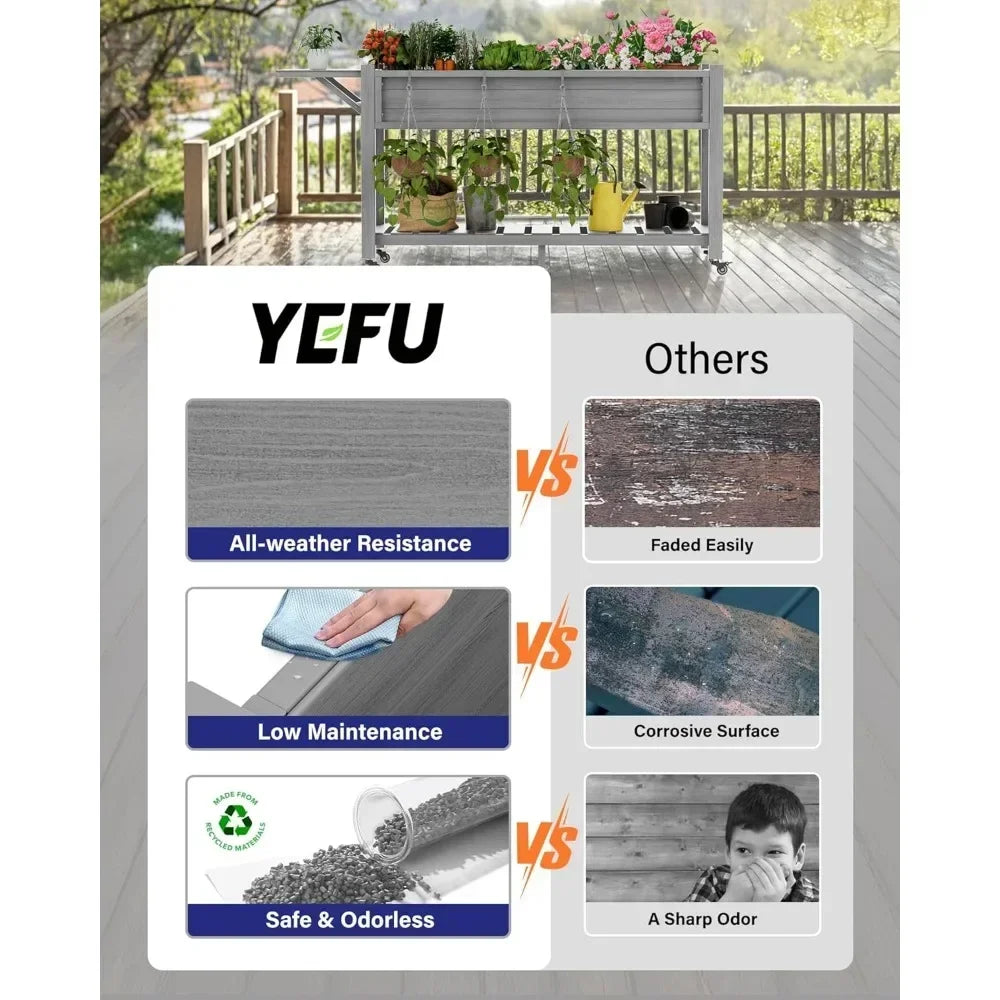 Elevated Poly Planter Raised Garden Bed With Wheels