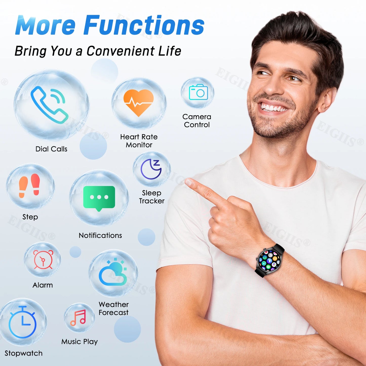 LaNikar Smart Watch Men Bluetooth Call Heart Rate Monitor
