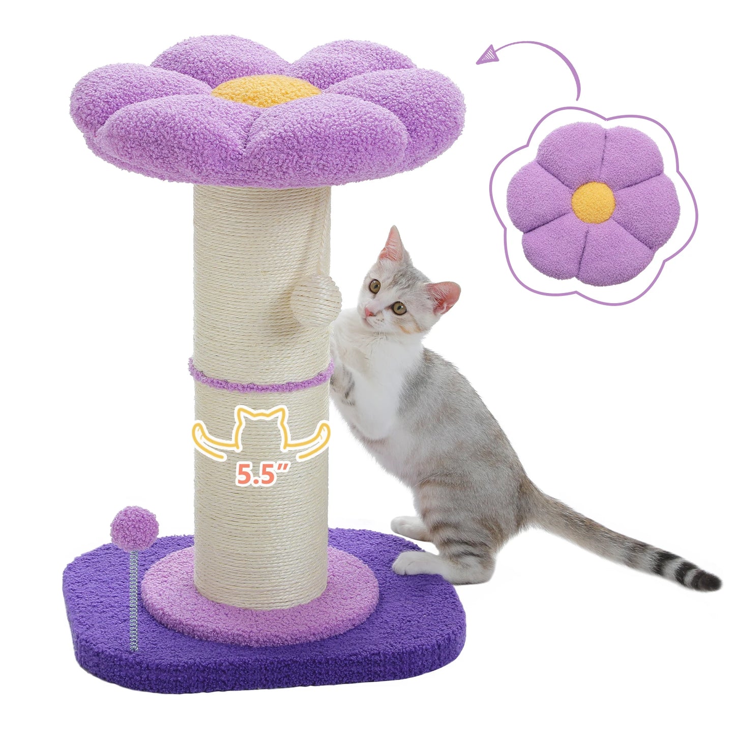 PAWZ Road Flower Cat Scratching Post With Removable Bed