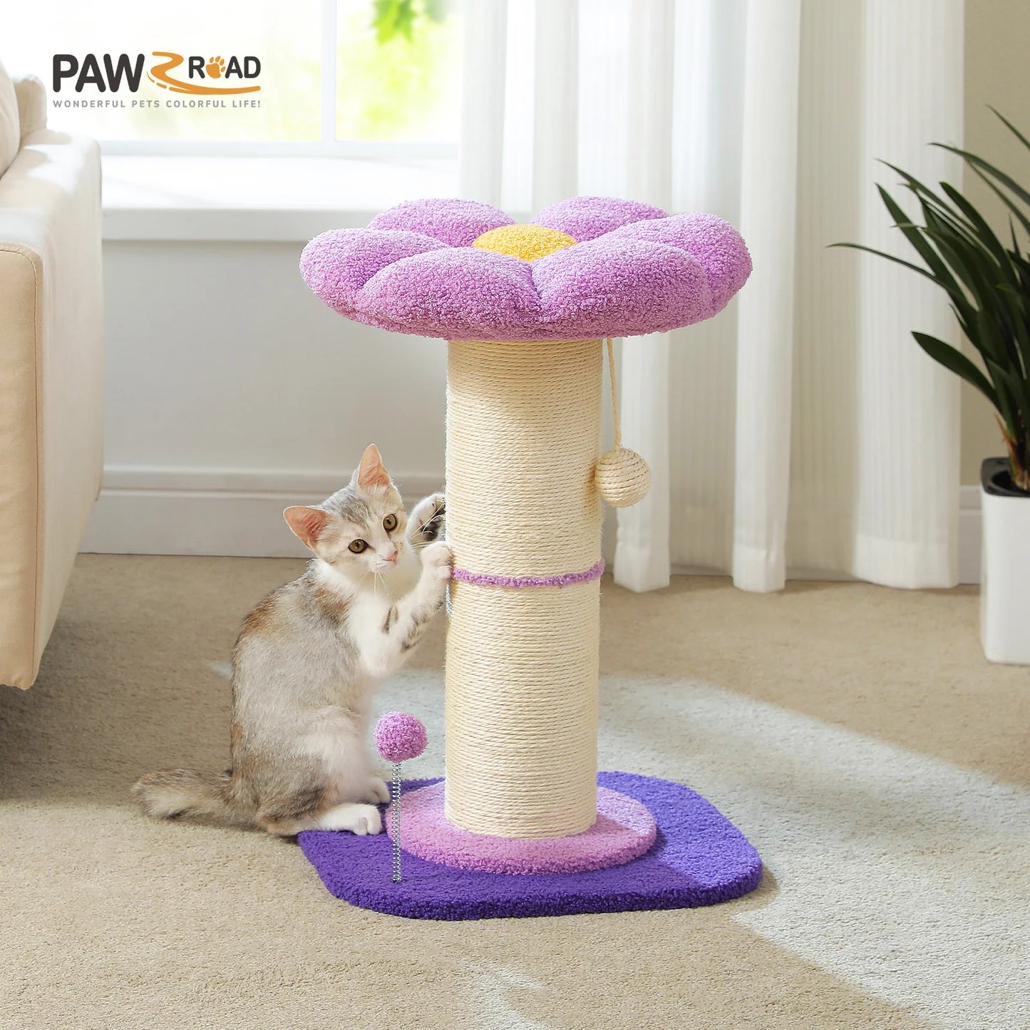 PAWZ Road Flower Cat Scratching Post With Removable Bed