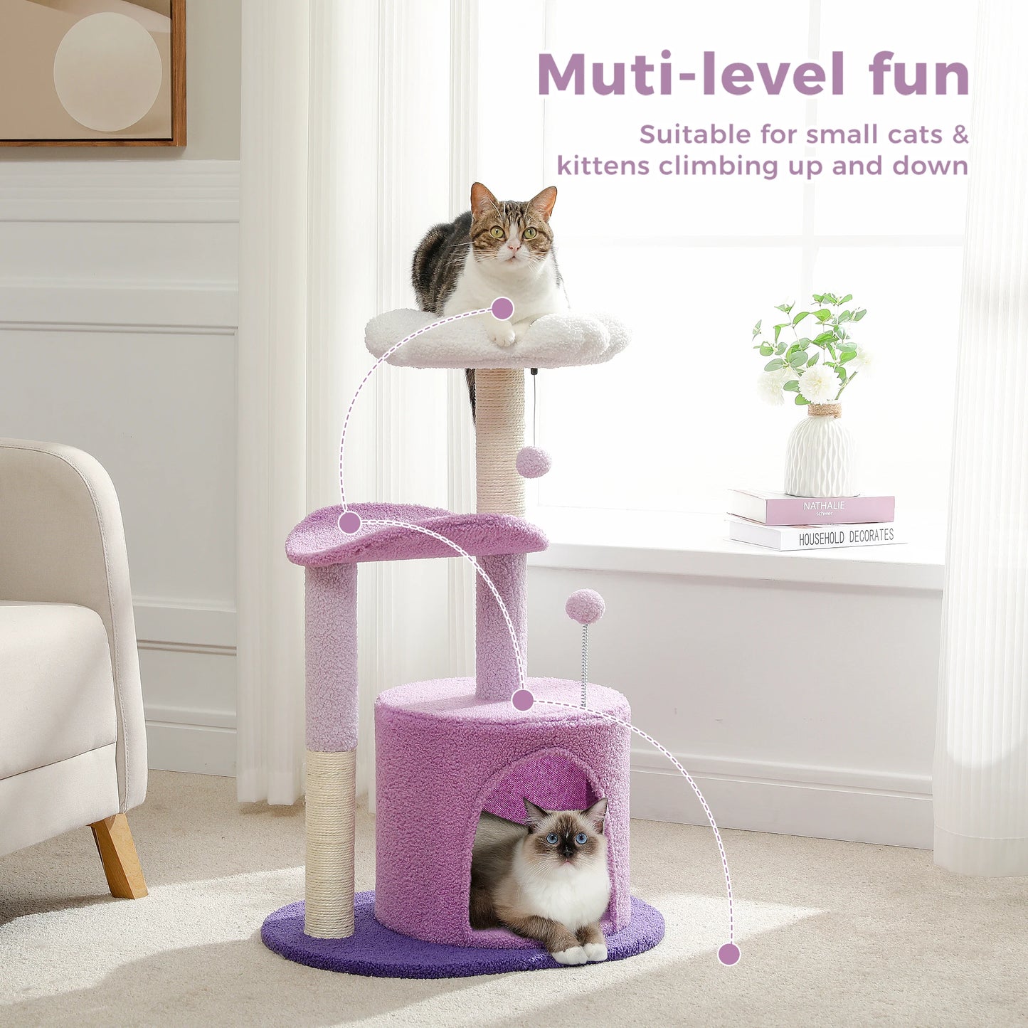 PAWZ Road Flower Cat Tree With Natural Sisal Scratching Post